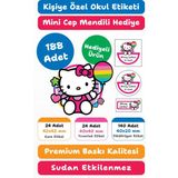 188 Adet Hello Kitty Kişiye Özel Okul Etiketi Kalem Defter Kitap Isimlik Sticker Seti M26 - Beyaz