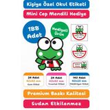 188 Adet Keroppi Kişiye Özel Okul Etiketi Kalem Defter Kitap Isimlik Sticker Seti M25 - Beyaz