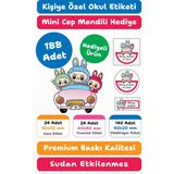 188 Adet Labubu Temalı Kişiye Özel Okul Etiketi | Kalem Defter Kitap Için Isim Yazılabilir Sticker Seti Model:3 - Beyaz
