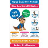 188 Adet Paw Patrol Kişiye Özel Okul Etiketi | Kalem Defter Kitap Için Isim Yazılabilir Sticker Seti Model:6 - Beyaz