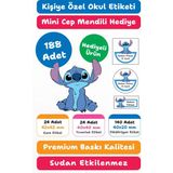 188 Adet Stitch Kişiye Özel Okul Etiketi | Kalem Defter Kitap Için Isim Yazılabilir Sticker Seti Model:19 - Beyaz