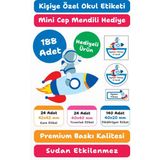 188 Adet Uzay Temalı Kişiye Özel Okul Etiketi | Kalem Defter Kitap Için Isim Yazılabilir Sticker Seti Model:8 - Beyaz