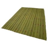 188x277 cm Geometrik Kilim Yeşil Geometrik Yün El Dokuma Modern Geometrik Etnik Eskitme Desenli Boho Oturma Odası Salon Yolluk Koridor Mutfak Halısı