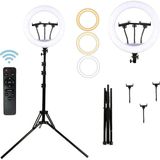 18İnç Kumandalı Ring Light Stüdyo Işığı Ürün Çekim Işığı Dövme Tatto Makyaj Işığı Büyük Boy Yuvarlak LED Işığı - Siyah