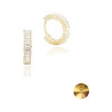 18k Serie Oro Baget Taşlı Minimal Halka Kadın Gümüş Küpe 13 MM