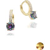 18k Serie Oro Mistik Taşı Halka Kadın Gümüş Küpe Stylish Night 7 MM