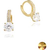 18K Serie Oro Zirkon Taşı Halka Kadın Gümüş Küpe Stylish Night 7 Mm
