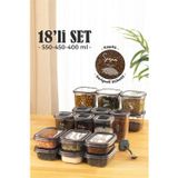 18li Etiketli Kaşıklı Baharat Saklama Kabı Seti Çeyiz Paketi Full Set 6x(0,40, 0,45, 0,55 L)