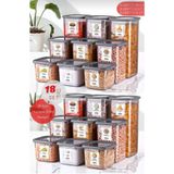 18'li Set Etiketli, Kırılmaz Kare Erzak Saklama Kabı Antrasit X6 1,75 Lt/1,2 Lt/0,5 Lt OPH-000074