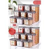 18'li Set Etiketli, Kırılmaz Kare Erzak Saklama Kabı Antrasit X6 1,75 Lt/1,2 Lt/0,5 Lt