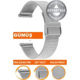 18mm-20mm-22mm-24mm-26mm saatlerle uyumlu paslanmaz çelik kalın hasır saat kordonu kayışı m16kh-s - 26 mm - Gümüş