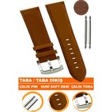 18mm-20mm-22mm-24mm-26mm saatlerle uyumlu soft deri saat kordonu kayışı al11-taba-taba - 22 mm