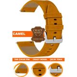 18mm-20mm-22mm-24mm saatlerle uyumlu crazy deri hakiki deri saat kordonu kayışı l10hwc-camel-sılver - 22 mm