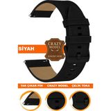 18mm-20mm-22mm-24mm saatlerle uyumlu crazy deri hakiki deri saat kordonu kayışı l10hwc-sıyah-black - 24 mm - Siyah