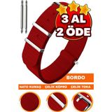 18mm-20mm-22mm-24mm saatlerle uyumlu nato kumaş tekstil saat kordonu kayışı n32nyl1-dr - 20 mm - Bordo