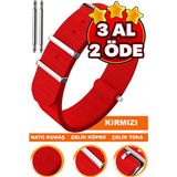 18mm-20mm-22mm-24mm saatlerle uyumlu nato kumaş tekstil saat kordonu kayışı n32nyl1-r - 20 mm - Kırmızı
