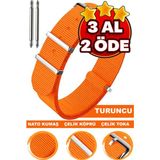 18mm-20mm-22mm-24mm saatlerle uyumlu nato kumaş tekstil saat kordonu kayışı n32nyl1-t - 20 mm - Turuncu