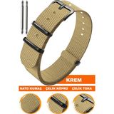 18mm-20mm-22mm-24mm saatlerle uyumlu nato kumaş tekstil saat kordonu kayışı n32nyl1b-c - 22 mm - Krem