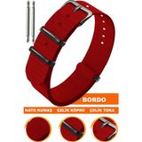 18mm-20mm-22mm-24mm saatlerle uyumlu nato kumaş tekstil saat kordonu kayışı n32nyl1b-dr - 18 mm - Bordo