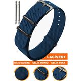 18mm-20mm-22mm-24mm saatlerle uyumlu nato kumaş tekstil saat kordonu kayışı n32nyl1b-l - 24 mm - Lacivert