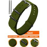 18mm-20mm-22mm-24mm saatlerle uyumlu nato kumaş tekstil saat kordonu kayışı n32nyl1b-yh - 20 mm - Haki