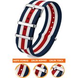 18MM-20MM-22MM-24MM Saatlerle Uyumlu Nato Kumaş Tekstil Saat Kordonu Kayışı Nato-Model-10 - 20 mm - 001-Renkli