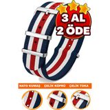 18MM-20MM-22MM-24MM Saatlerle Uyumlu Nato Kumaş Tekstil Saat Kordonu Kayışı Nato-Model-10 - 22 mm - 001-Renkli
