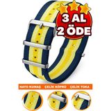 18MM-20MM-22MM-24MM Saatlerle Uyumlu Nato Kumaş Tekstil Saat Kordonu Kayışı Nato-Model-18 - 24 mm - 001-Renkli