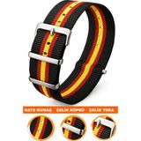 18MM-20MM-22MM-24MM Saatlerle Uyumlu Nato Kumaş Tekstil Saat Kordonu Kayışı Nato-Model-19 - 18 mm - 001-Renkli