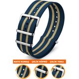 18MM-20MM-22MM-24MM Saatlerle Uyumlu Nato Kumaş Tekstil Saat Kordonu Kayışı Nato-Model-20 - 20 mm - 001-Renkli