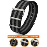 18MM-20MM-22MM-24MM Saatlerle Uyumlu Nato Kumaş Tekstil Saat Kordonu Kayışı Nato-Model-21 - 22 mm - 001-Renkli