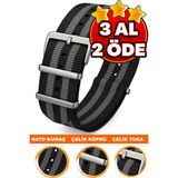 18MM-20MM-22MM-24MM Saatlerle Uyumlu Nato Kumaş Tekstil Saat Kordonu Kayışı Nato-Model-21 - 24 mm - 001-Renkli