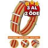 18MM-20MM-22MM-24MM Saatlerle Uyumlu Nato Kumaş Tekstil Saat Kordonu Kayışı Nato-Model-23 - 24 mm - 001-Renkli