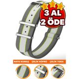 18MM-20MM-22MM-24MM Saatlerle Uyumlu Nato Kumaş Tekstil Saat Kordonu Kayışı Nato-Model-3 - 22 mm - 001-Renkli