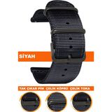 18mm-20mm-22mm-24mm saatlerle uyumlu premıum nato kumaş tekstil saat kordonu kayışı f39cldb-b - 24 mm - Siyah