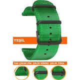 18mm-20mm-22mm-24mm saatlerle uyumlu premıum nato kumaş tekstil saat kordonu kayışı f39cldb-g - 18 mm - Yeşil