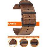 18mm-20mm-22mm-24mm saatlerle uyumlu premıum nato kumaş tekstil saat kordonu kayışı f39cldb-k - 24 mm - Kahverengi