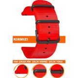 18mm-20mm-22mm-24mm saatlerle uyumlu premıum nato kumaş tekstil saat kordonu kayışı f39cldb-r - 24 mm - Kırmızı