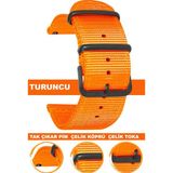 18mm-20mm-22mm-24mm saatlerle uyumlu premıum nato kumaş tekstil saat kordonu kayışı f39cldb-t - 22 mm - Turuncu