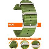 18mm-20mm-22mm-24mm saatlerle uyumlu premıum nato kumaş tekstil saat kordonu kayışı f39clds-ah - 24 mm - Haki