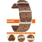 18mm-20mm-22mm-24mm saatlerle uyumlu premıum nato kumaş tekstil saat kordonu kayışı f39clds-k - 18 mm - Kahverengi