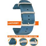 18mm-20mm-22mm-24mm saatlerle uyumlu premıum nato kumaş tekstil saat kordonu kayışı f39clds-l - 20 mm - Lacivert