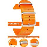 18mm-20mm-22mm-24mm saatlerle uyumlu premıum nato kumaş tekstil saat kordonu kayışı f39clds-t - 22 mm - Turuncu