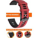 18mm-20mm-22mm-24mm saatlerle uyumlu premium silikon saat kordonu kayışı a56-b - 22 mm - Bordo