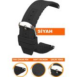 18mm-20mm-22mm-24mm saatlerle uyumlu soft silikon saat kordonu kayışı s01a16-b - 20 mm - Siyah