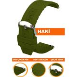 18mm-20mm-22mm-24mm saatlerle uyumlu soft silikon saat kordonu kayışı s01a16-dg - 20 mm - Haki