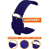 18mm-20mm-22mm-24mm saatlerle uyumlu soft silikon saat kordonu kayışı s01a16-l - 18 mm - Lacivert