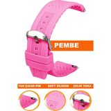 18mm-20mm-22mm-24mm saatlerle uyumlu soft silikon saat kordonu kayışı s01a16-p - 18 mm - Pembe