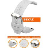 18mm-20mm-22mm-24mm saatlerle uyumlu soft silikon saat kordonu kayışı s01a16-w - 20 mm - Beyaz