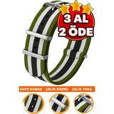 18MM-20MM-22MM-30MM Saatlerle Uyumlu Nato Kumaş Tekstil Saat Kordonu Kayışı Nato-Model-30 - 24 mm - 001-Renkli